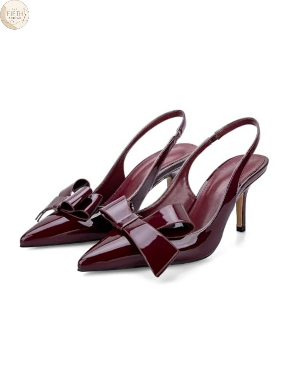 Kitten Heels Slingback Pointed Toe Patent Leather Pumps